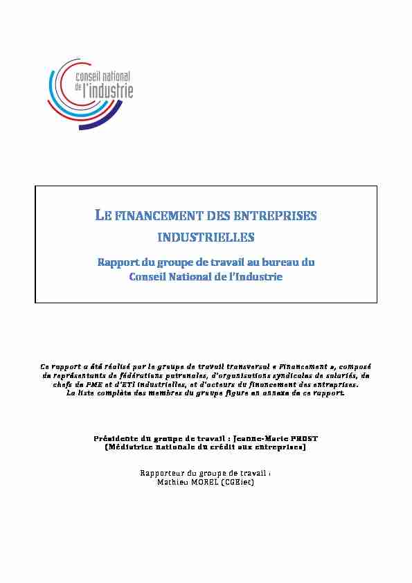 [PDF] CNI – Le financement des entreprises industrielles – Novembre 2014