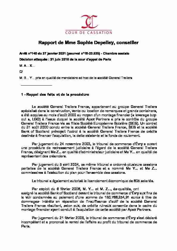 Rapport de Mme Sophie Depelley pourvoi n°18-23.535 - Chambre