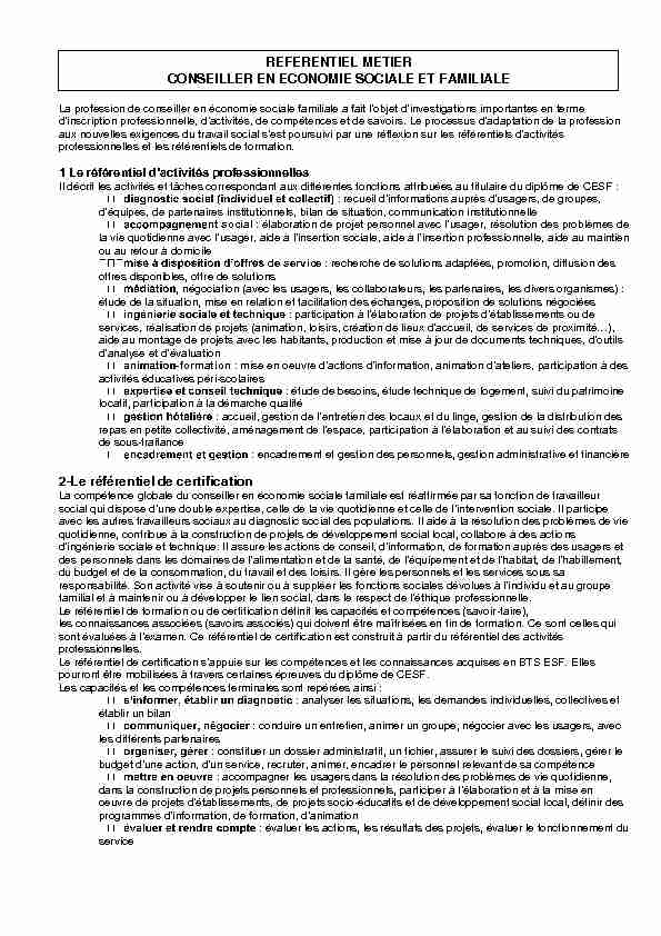 [PDF] 2-Le référentiel de certification REFERENTIEL METIER