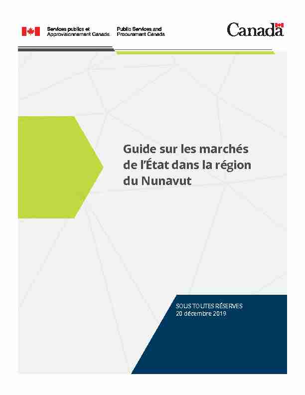 [PDF] Guide sur les marchés de lÉtat dans la région du Nunavut