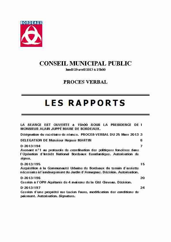 [PDF] CONSEIL MUNICIPAL PUBLIC - Bordeauxfr