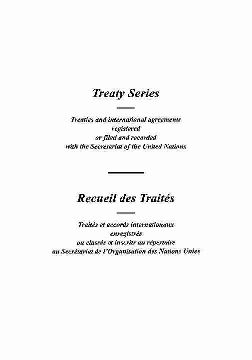 Treaty Series Recueil des Traits