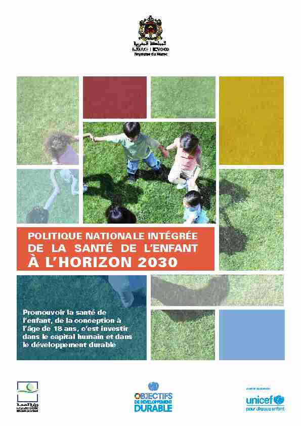 politique nationale intégrée - de la santé de lenfant - à lhorizon 2030