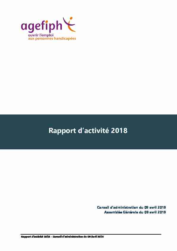 Rapport dactivité 2018 – Conseil dadministration du 09 Avril 2019