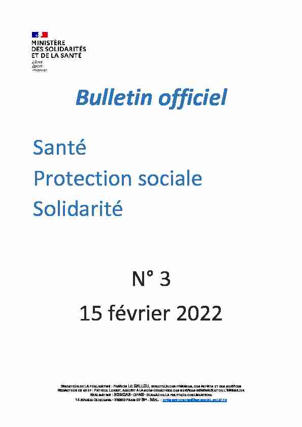 Bulletin officiel Santé - Protection sociale - Solidarité n° 2022/3 du