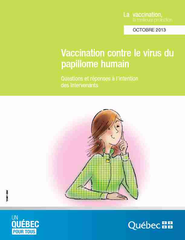 [PDF] Vaccination contre le virus du papillome humain-Questions et