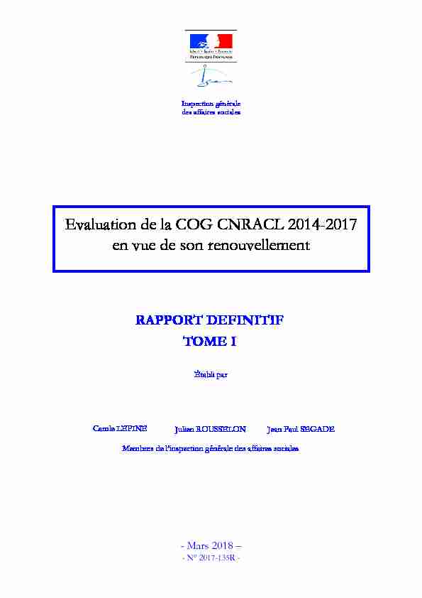 [PDF] Evaluation de la COG CNRACL 2014-2017 en vue de son