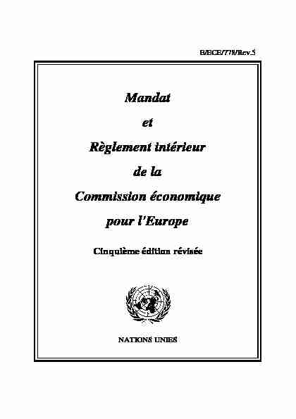 Mandat et Règlement intérieur de la Commission économique pour l