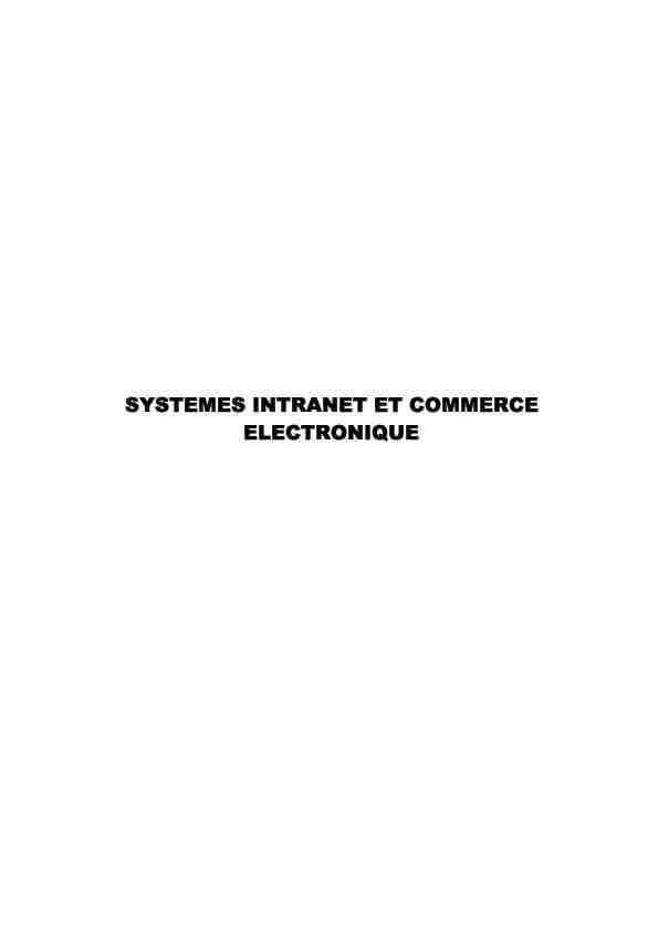 SYSTEMES INTRANET ET COMMERCE ELECTRONIQUE