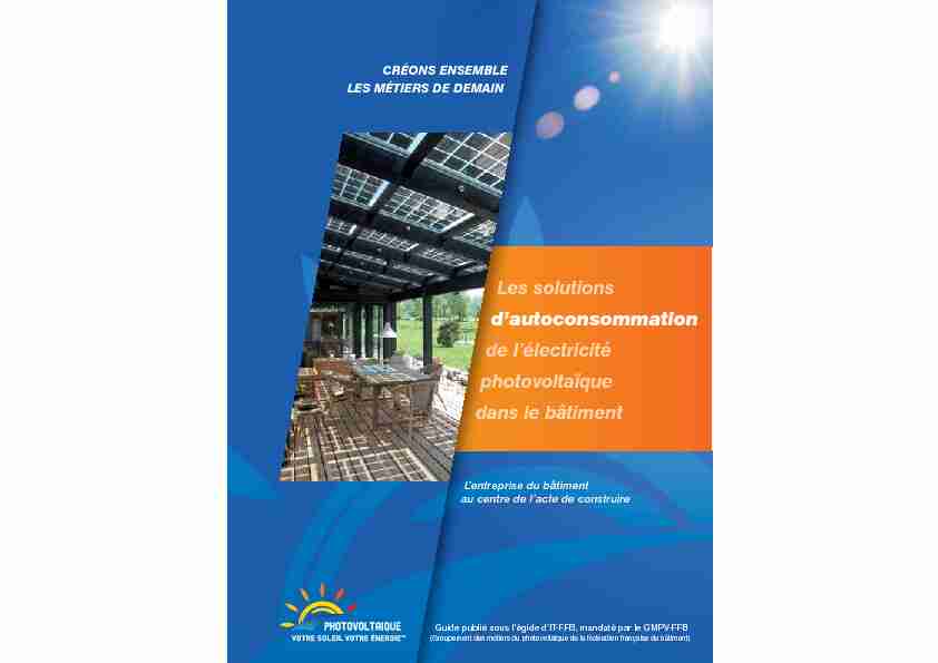 Les solutions dautoconsommation de lélectricité photovoltaïque
