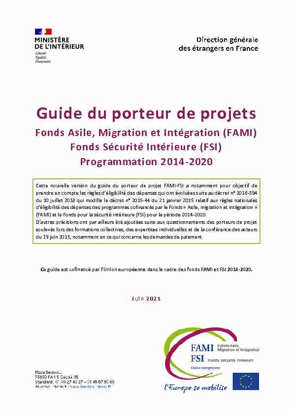 Guide du porteur de projets - Fonds Asile Migration et Intégration