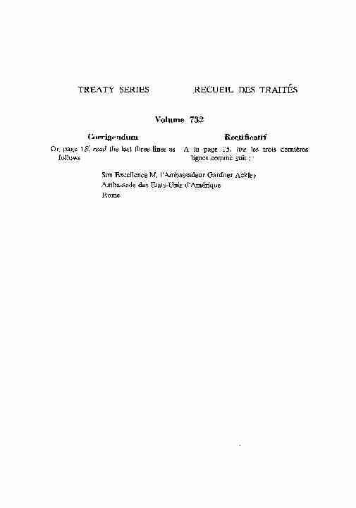 TREATY SERIES RECUEIL DES TRAITES Volume 732
