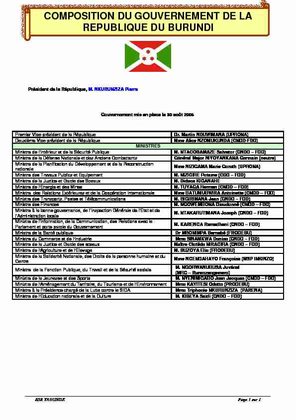 [PDF] COMPOSITION DU GOUVERNEMENT DE LA REPUBLIQUE  - ILO