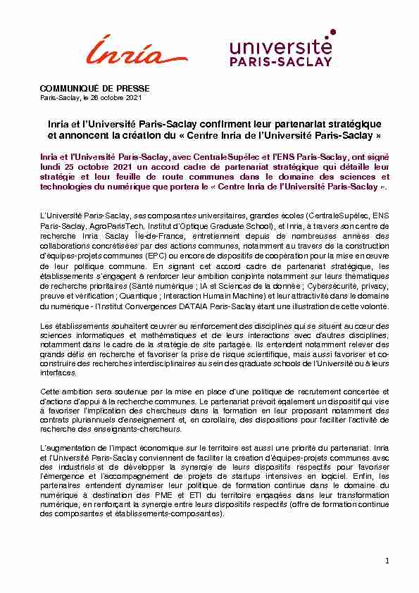 Inria et lUniversité Paris-Saclay confirment leur partenariat