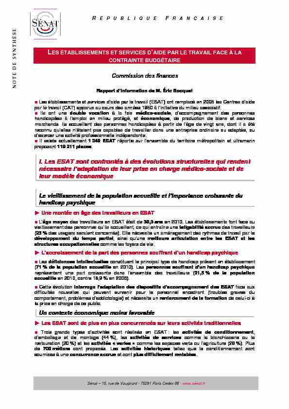 pdf I Les ESAT sont confrontés à des évolutions structurelles