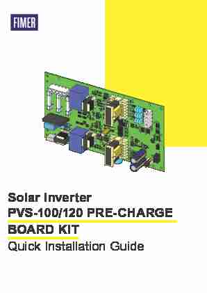 Solar Inverter PVS-100/120 PRE-CHARGE BOARD KIT Quick