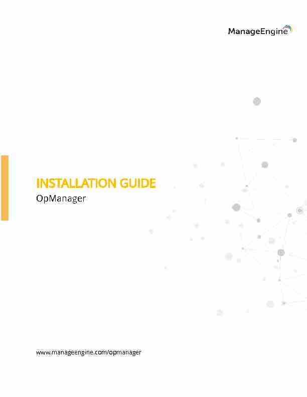 INSTALLATION GUIDE - OpManager