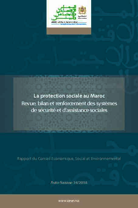 [PDF] La protection sociale au Maroc Revue, bilan et renforcement  - CESE