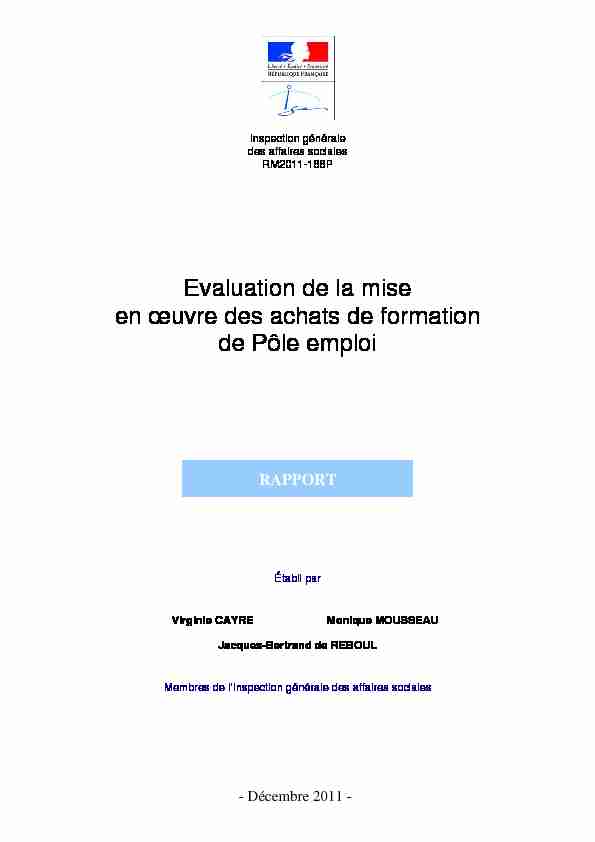 [PDF] Evaluation de la mise en œuvre des achats de formation de Pôle