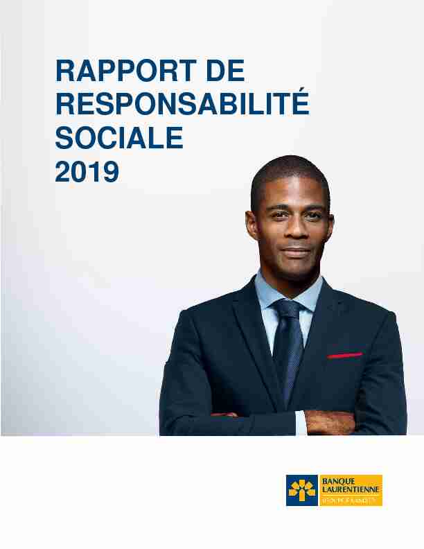 RAPPORT DE RESPONSABILITÉ SOCIALE 2019