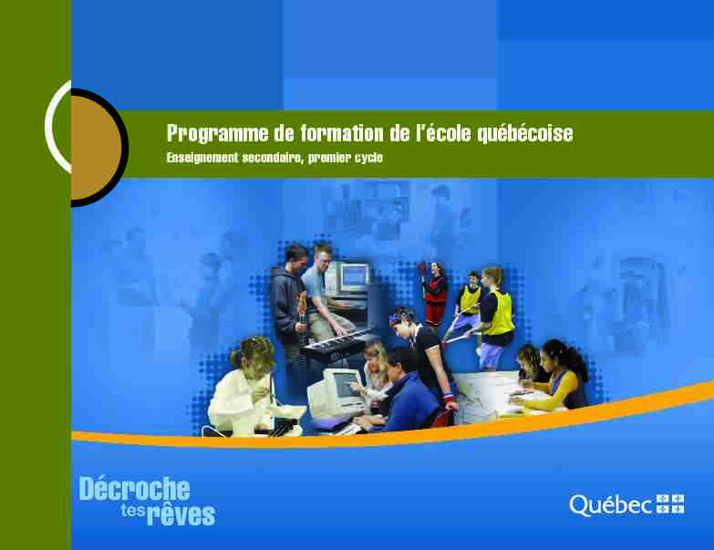[PDF] Programme de formation de lécole québécoise - Ministère de l