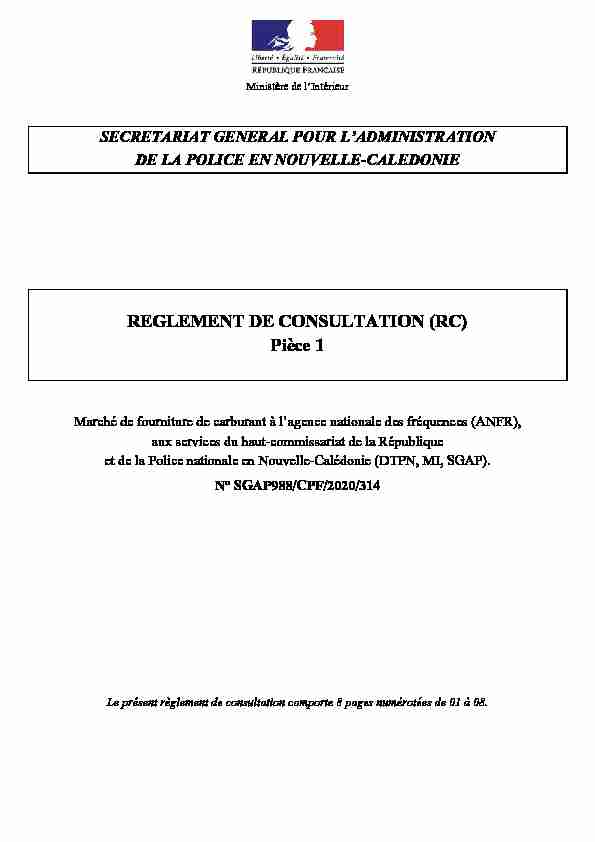 REGLEMENT DE CONSULTATION (RC) Pièce 1