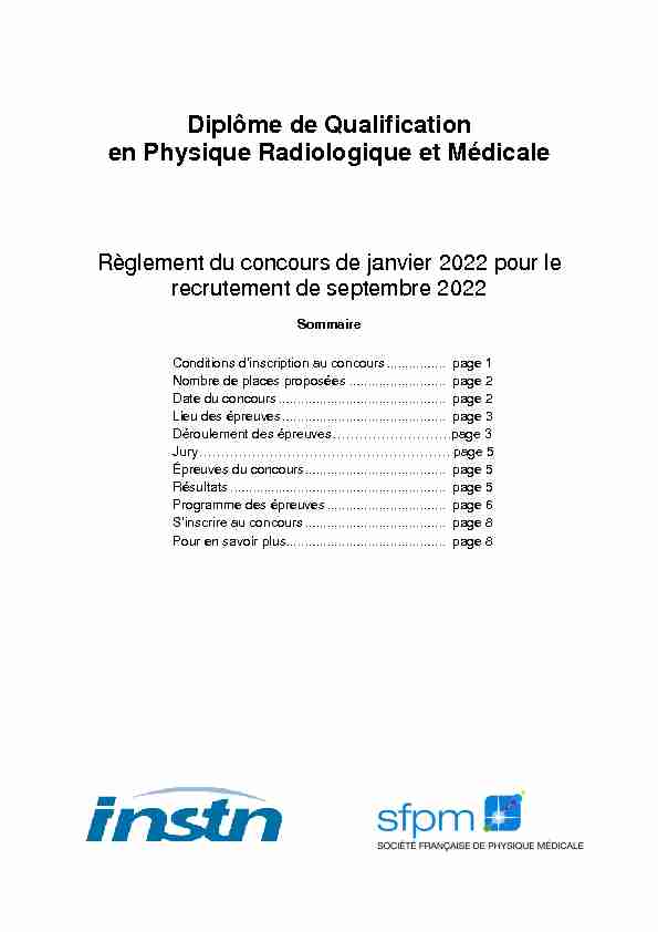 pdf Diplôme de Qualification en Physique Radiologique et Médicale