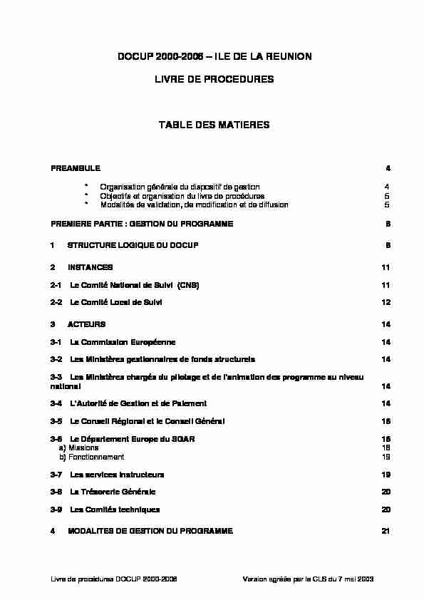 [PDF] Le livre des Procédures du DOCUP 2000 - 2006 - reunion europeorg