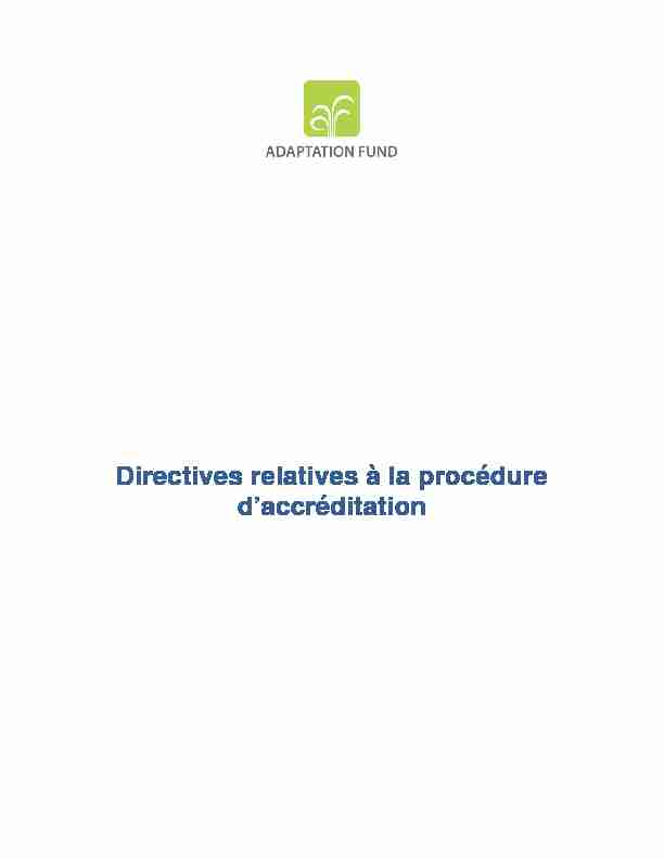 Directives relatives à la procédure daccréditation