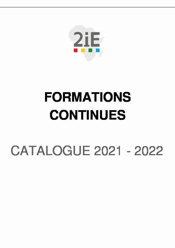 FORMATIONS CONTINUES CATALOGUE 2021 - 2022