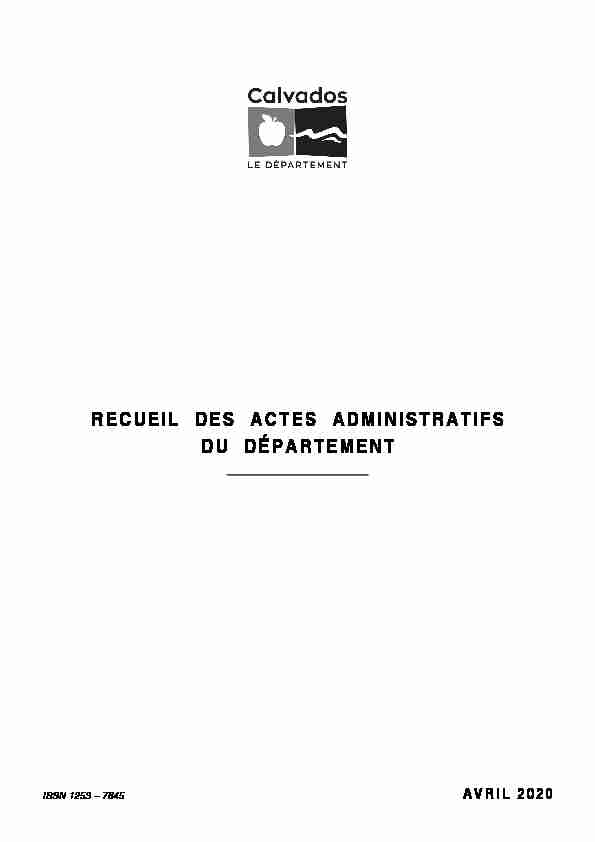Recueil des actes administratifs - Avril 2020