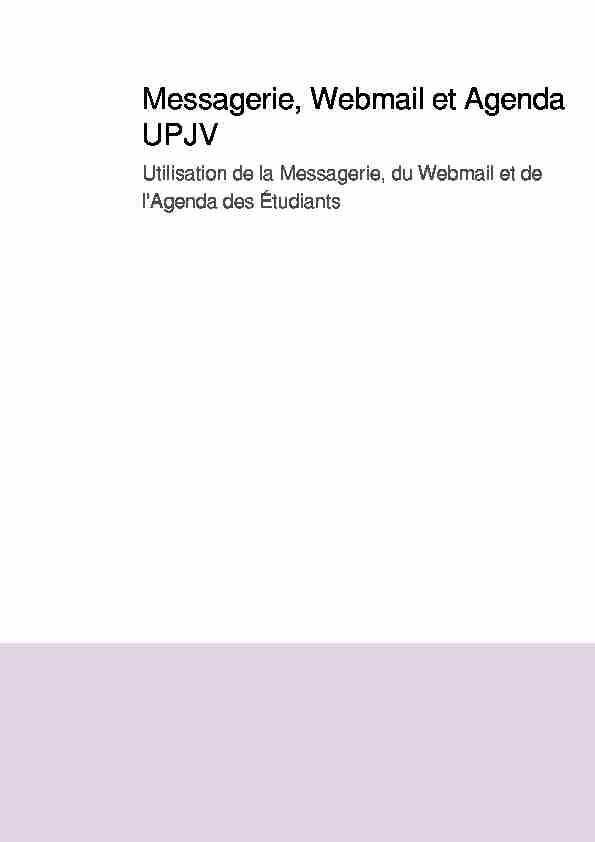 Messagerie Webmail et Agenda UPJV
