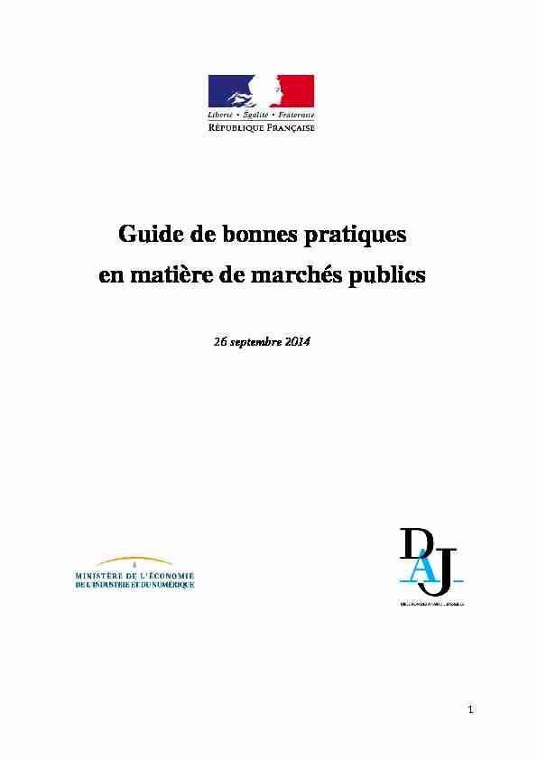 Guide de bonnes pratiques en matière de marchés publics
