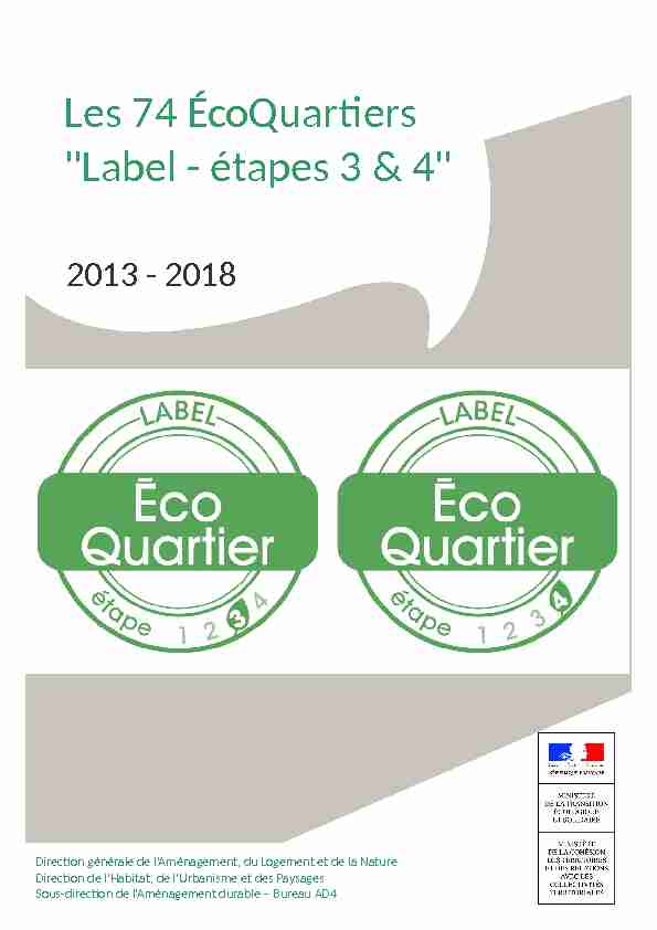 [PDF] Les 74 ÉcoQuartiers Label - étapes 3 & 4 - EcoQuartier - Ministère