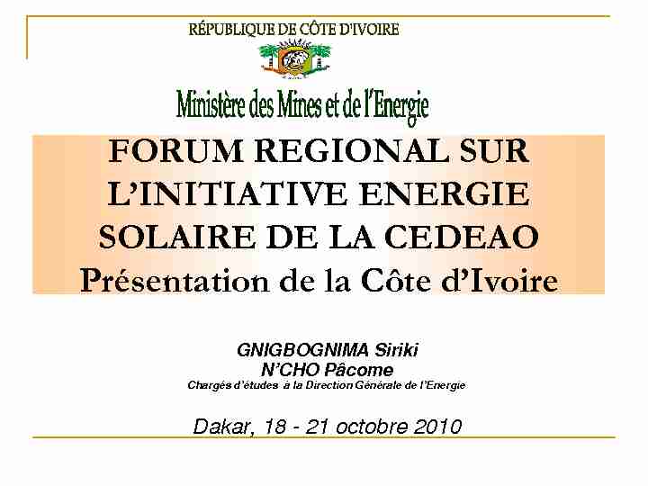 [PDF] FORUM REGIONAL INITIATIVE SOLAIRE - ECREEE