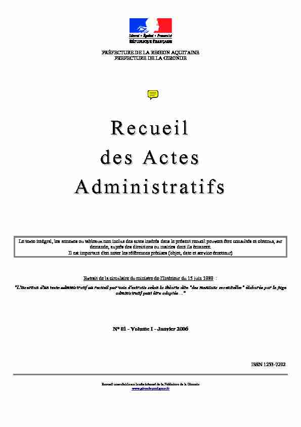 Recueil des Actes Administratifs