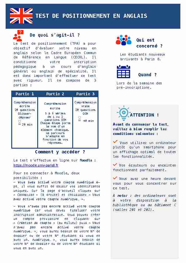 [PDF] TEST DE POSITIONNEMENT EN ANGLAIS - UFR langues et