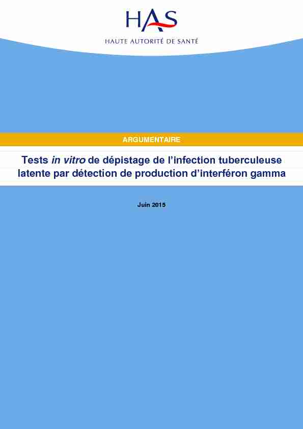 Tests in vitro de dépistage de linfection tuberculeuse latente par