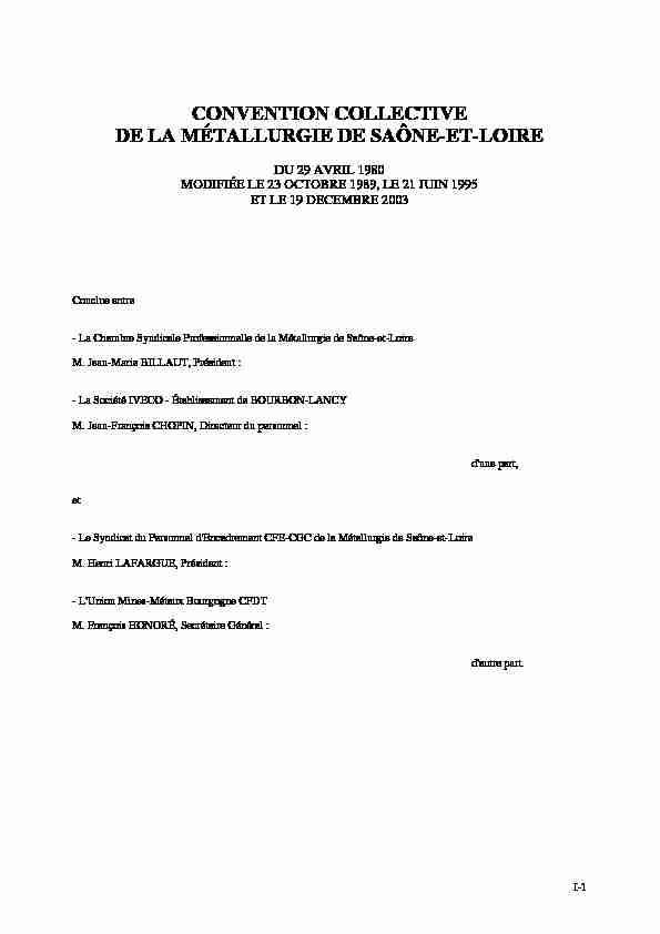 [PDF] CONVENTION COLLECTIVE DE LA MÉTALLURGIE DE SAÔNE-ET