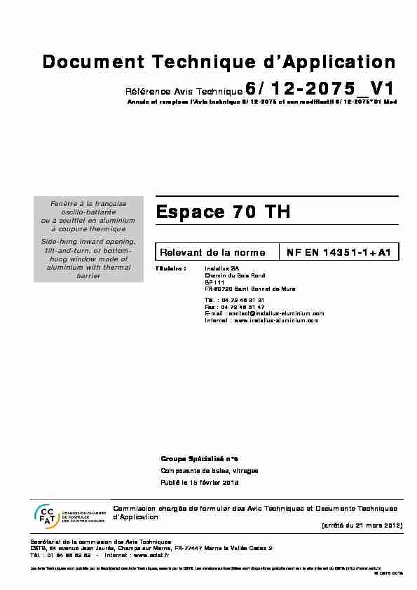Document Technique dApplication Espace 70 TH
