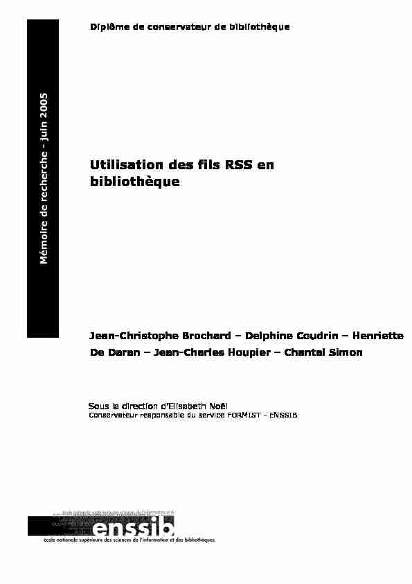 [PDF] Utilisation des fils RSS en bibliothèque - Enssib
