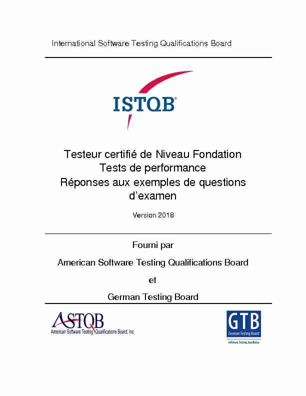 Testeur certifié de Niveau Fondation Tests de performance