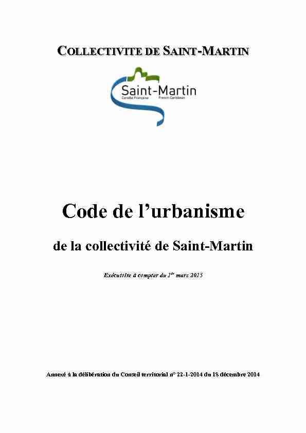 Code de lurbanisme de la collectivité de Saint-Martin (après erratum)