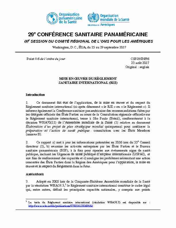 [PDF] RÈGLEMENT SANITAIRE INTERNATIONAL - IRIS PAHO Home