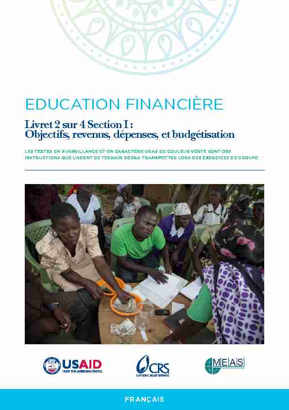 Education financièrE - Livret 2 sur 4 Section I : Objectifs revenus