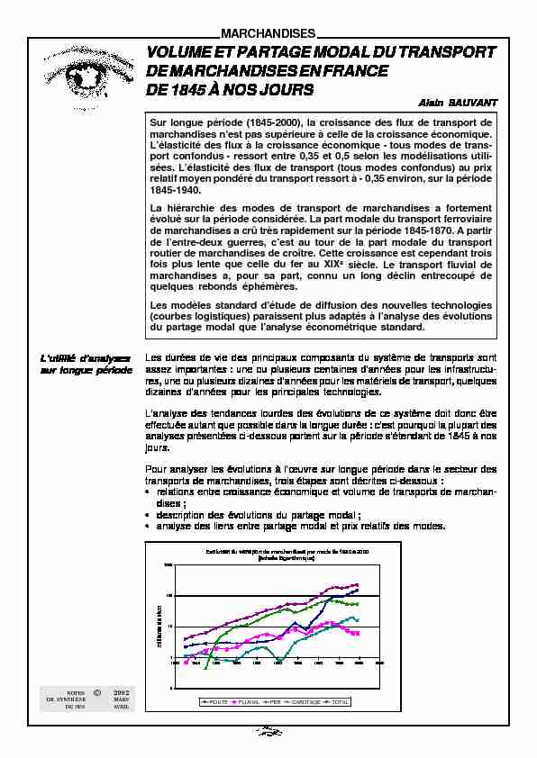 [PDF] Volume et partage modal du transport de marchandises en France