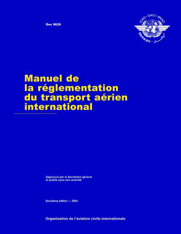 Manuel de la réglementation du transport aérien international