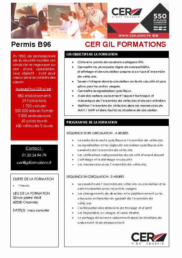 Permis B96 CER GIL FORMATIONS