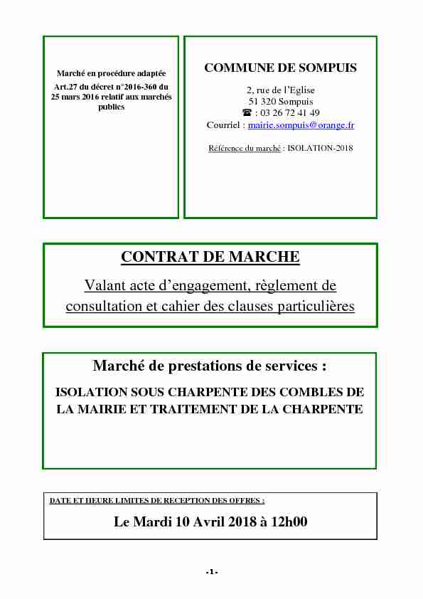 [PDF] CONTRAT DE MARCHE Valant acte dengagement, règlement de