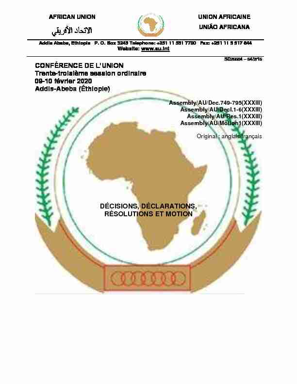 [PDF] CONFÉRENCE DE LUNION Trente-troisième  - African Union